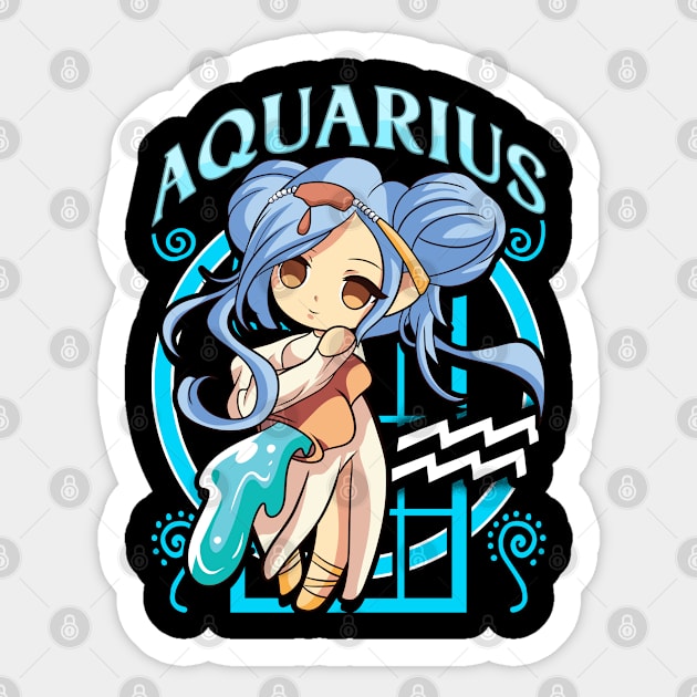 Aquarius Manga Kawaii Birthday Zodiac Sign Sticker by E